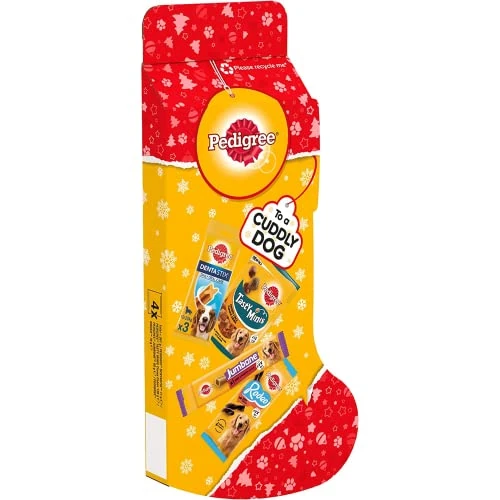 PEDIGREE Weihnachtsstrumpf, Geschenk für ausgewachsene Hunde, gemischt, 367 g (1 x Strümpfe)