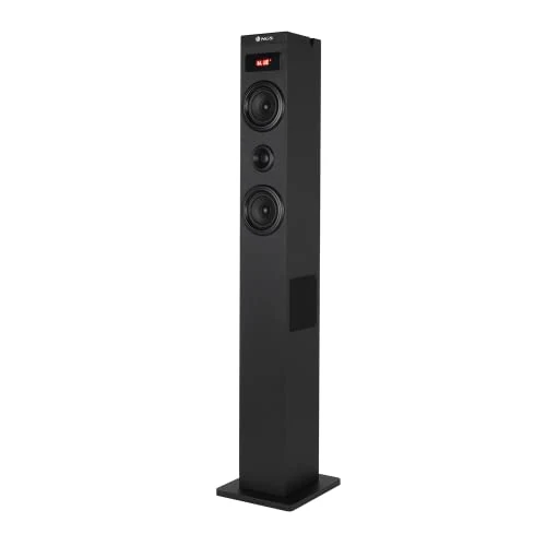 NGS SKY CHARM 2.1- Altoparlante a Torre Bluetooth da 80W con Ingresso Ottico, USB, Radio FM e AUX IN, Nero