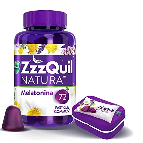 Offerta a tempo: Zzzquil Natura Integratore Per Il Sonno Con Melatonina Per Dormire Ed Estratti Di Lavanda, Valeriana E Camomilla. 72 Pastiglie Gommose + Travel Case - 32% da 29.49 € a 19.99 €