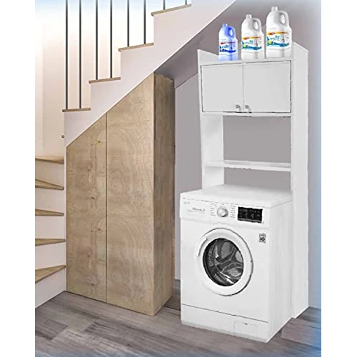 Negrari 5016PAM Space-Saving Oversink Cabinet 65 x 26.5 x 164 cm, PVC Resin (Does Not Fear Moisture) 2 Doors, White