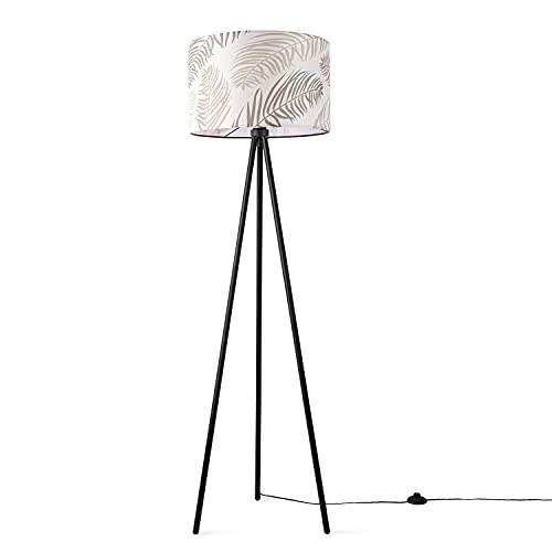 Offerta a tempo: Paco Home Lampada Da Terra Lettura Soggiorno Treppiede Deco Ufficio Paralume Tessuto Rotondo Motivo Fiori Giungla E27 - 55% da 84.99 € a 37.95 €