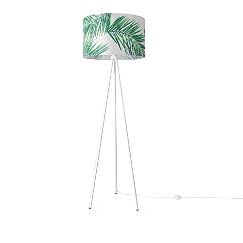 Offre limitée : Paco Home Lampadaire Lampe Lecture Salon Trépied Déco Bureau Abat-Jour Rond Tissu Lampe Motif Floral Jungle E27 Pied de 84.99 € à 37.95 € (55% de remise)