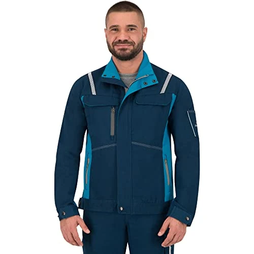 Offerta a tempo: BWOLF Raptor Giacca da Lavoro Uomo 100% Cotone, Tasche Laterali Multifunzionali, Tasche Posteriori e Strisce Riflettenti, Blu, L - 48% da 36.73 € a 18.99 €