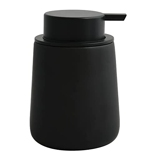 MSV - Dispensador de Jabón de Cerámica MAONIE - Negro Mate - Diseño Elegante y Moderno - para Baño y Cocina - Rellenable y Práctico - Ideal para Uso Diario