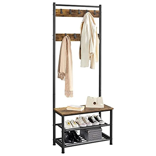 Offre limitée : Yaheetech Porte-manteau à 3 étagères avec étagère à chaussures vintage, porte-manteau en bois, hauteur 185 cm, porte-manteau autoportant salon marron rustique de 39.91 € à 39.91 € (0.00% de remise)