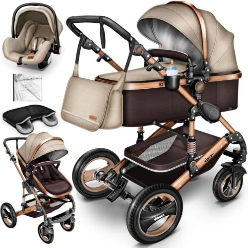Offre limitée : KIDUKU® Poussette Combinée 3 en 1 | Trio pour Enfants | Siége Auto Légère, Piable | Nacelle Souple Convertible | Set de Voyage (Marron) de 229.79 € à 229.79 € (0.00% de remise)