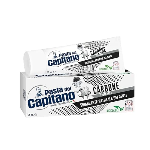 Oferta ograniczona: Pasta del Capitano, Pasta do zębów z węgla roślinnego aktywnego bio, naturalne wybielanie zębów z czarnego ciasta, skuteczna przeciwko substancjom plamiącym szkliwo, 100% Made in Italy, 75 ml tubeczka z 10.01 EUR na 10.01 EUR (znizka 0%)