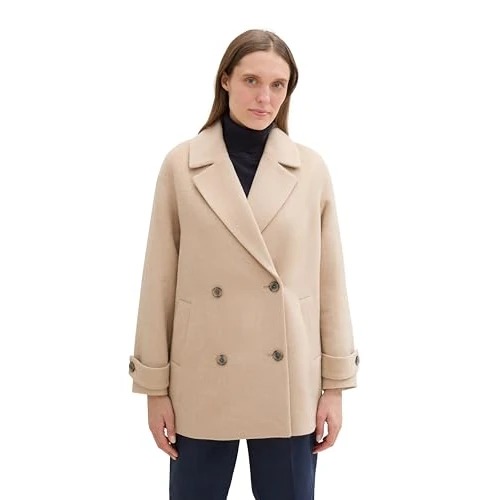 Zeitlich begrenztes Angebot: TOM TAILOR Damen Kurzer Caban Mantel,35746 - Soft Ivory Melange, XXL von 65.14 € auf 65.14 € (0.00% Rabatt)