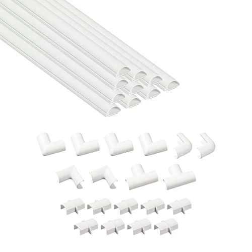 Oferta limitowana: D-Line Listwa Kablowa 20x10mm 4m Zestaw Wielopak, Profil Półokrągły, Samoprzylepna Osłona Przewodów, Malowalna Organizacja Kabli – 10x 20mm (S) x 10mm (W) x 40cm Długości + Akcesoria – Biały z 59.99 zł na 59.99 zł (oszczędź 0.00%)