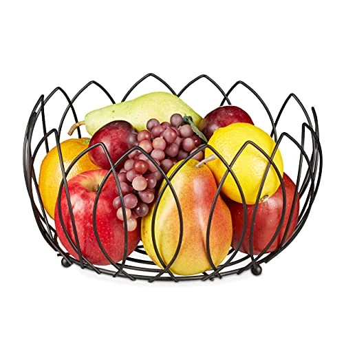 Offre limitee: relaxdays Corbeille à Fruits, Ronde, métal, en Forme de Feuilles, HxD 13x27 cm, pour Le Rangement & la décoration, Noir de 21.60 EUR a 21.60 EUR (economie 0%)