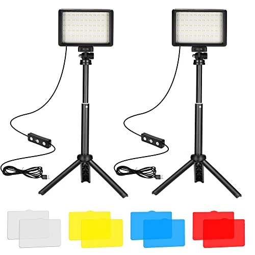 Oferta limitada: Ci-Fotto LED Video Light 2-Pack, 5600K Iluminacion Foco de Luz Fotografia USB con Mini Trípode y Filtros de Colores para Estudios, Tomas en Ángulos Pequeños, Grabación de Video, Transmisión de Juegos de 32.99 € a 29.99 € (ahorro 9%)