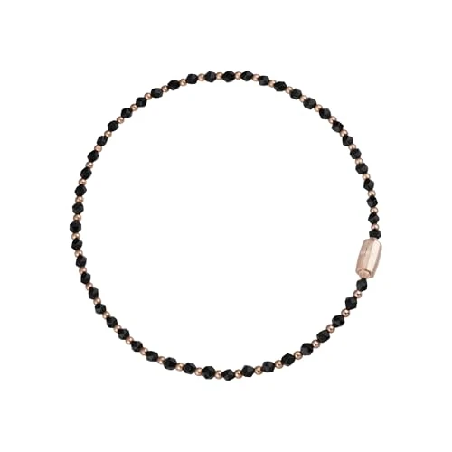 Breil Magnetica System Light & Shadow Medium Element Halskette aus poliertem rosa IP-Stahl, mit facettierten Onyxkugeln, Max. Länge: 45 cm, TJ3048