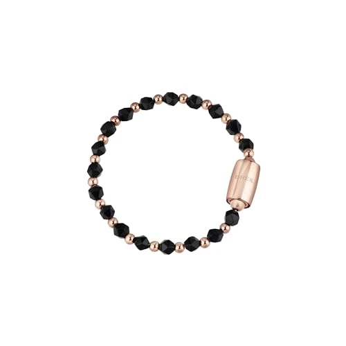 Breil - Damenarmband Magnetica System Collection TJ3047 - Damenschmuck - Edelstahlarmband für Damen, mit Kugeln aus Poliertem Stahl (Pink IP) und Facettierten Onyxkugeln - Maximale Länge 19 cm