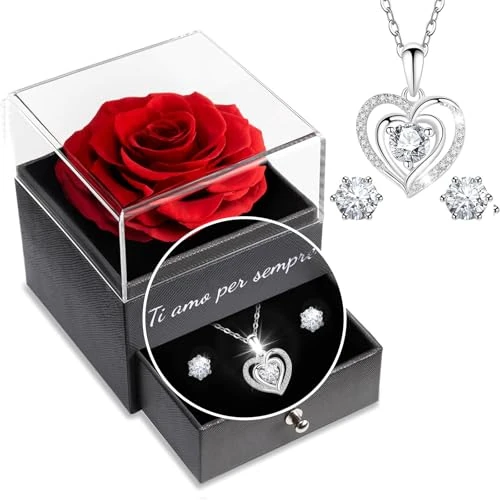 Oferta limitada: Yamonic Rosa Eterna Regalos Originales para Mujer,Rosa Eterna Natural Preservada con Collar y Pendientes de Plata de Ley 925,Flore Preservada Regalo Navidad San Valentin Dia de la Madre Cumpleaños de 29.99 € a 29.99 € (ahorro 0.00%)