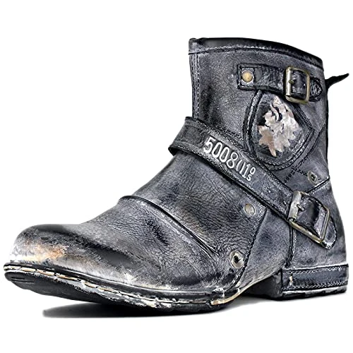 Oferta limitada: OSSTONE Botas para Moto Botines Hombre de Invierno Piel Zapatos Negras Vestir Nieve Piel Forradas Calientes Planas Combate Militares Cremallera Boots OS-5008-1-AN-10.5 de 199.99 EUR a 159.99 EUR (ahorro 20%)