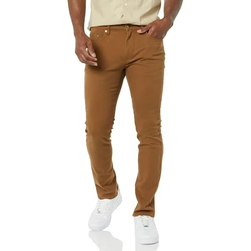 Offerta a tempo: Amazon Essentials Jeans Elasticizzati Skinny - Colori Fuori Produzione Uomo, Kaki Scuro, 33W / 32L - 35% da 22.10 € a 14.32 €