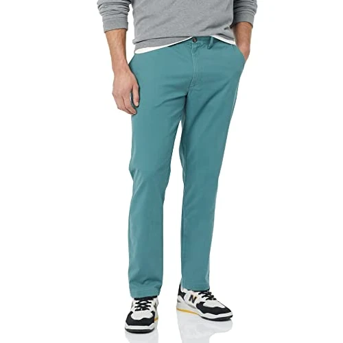 Amazon Essentials Pantalones Chinos de Pitillo, Elásticos, Informales Hombre, Verde Oscuro, 32W / 30L