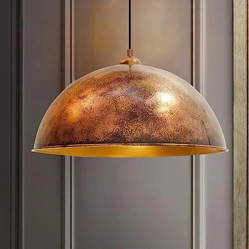 Zeitlich begrenztes Angebot: bamyum Hängelampe Esstisch Ø50cm Kupferfarbe, Vintage Große Pendelleuchte Esstisch E27, Hängelampe Wohnzimmer Lampe Handgemalt Vintage Retro Industrial Style, Küchenlampe Hängend, Pendelleuchte Copper von 94.20 € auf 94.20 € (