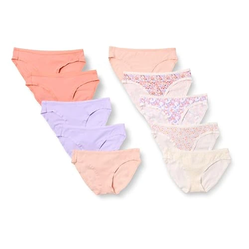 Beperkte aanbieding: Amazon Essentials Women's Katoenen onderbroek in bikinimodel (verkrijgbaar in grote maten), Pack of 10, Bloemig/Deftig bloemenpatroon/Geruit/Veelkleurig, 42 van 23.99 EUR naar 23.99 EUR (besparing 0%)