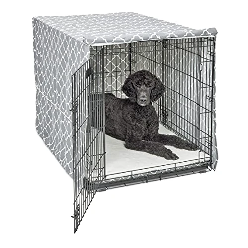 Offerta a tempo: New World Copertura per gabbia per cani di taglia XL con protezione in teflon, in policotone, per la maggior parte delle gabbie da 122 cm, stampa grigia, lavabile in lavatrice, riduce l'abbaiare - 0.00% da 30.79 € a 30.79 €