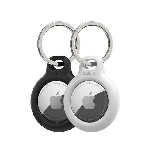 Offerta a tempo: Belkin Portachiavi per Apple AirTag (2 pezzi), Custodia con Anello Porta per AirTag, Antigraffio, Design Aperto, Bordi Rialzati per Uso con Chiavi, Animali Domestici, Bagagli, Nero e Bianco - 35% da 19.99 € a 12.99 €