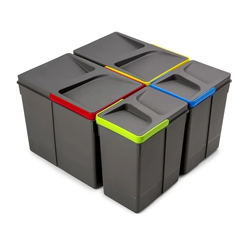 Zeitlich begrenztes Angebot: Emuca - Recycle Behälter für Küchenschublade, Höhe 266, 2x15L + 2x7L, Anthrazitgrauer Kunststoff, Kunststoff von 45.12 € auf 45.12 € (0.00% Rabatt)