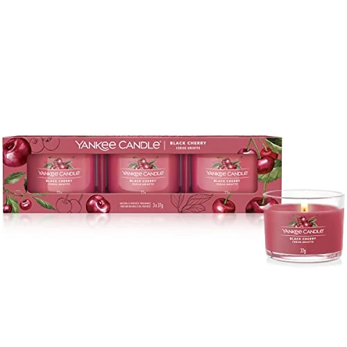 Oferta limitada: Yankee Candle Set de Velas Perfumadas, Velas Votivas Rellenas de Cereza Negra, Mezcla de Cera con Soya, Pack de 3 Unidades de 12.90 EUR a 10.29 EUR (ahorro 20%)