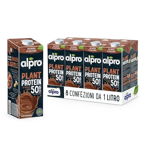 Alpro Bebida de larga duración a base de plantas con alto contenido de proteínas y soja, vegana, sin lácteos y sin lactosa, 1 litro (paquete de 8)