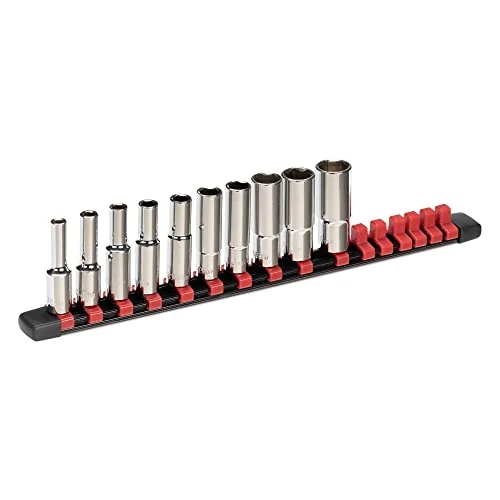 Offerta a tempo: Navaris Staffa Porta Bussole Chiave - Staffa Magnetica Distanziatori Magnetici Porta Punte Chiave Bussola 16x 3/8" 8x 1/2" 8x 1/4" - Binario Magnetico - 45% da 18.19 € a 9.99 €