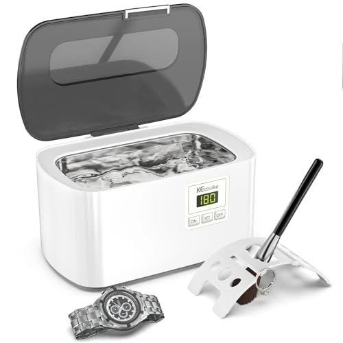 KECOOLKE Ultrasonic Cleaner 600ml Jewelry Sonic Cleaner with Digital Timer for Eyeglasses, Rings, Coins，Silver Ultrasonic Cleaner Solution for Gifts