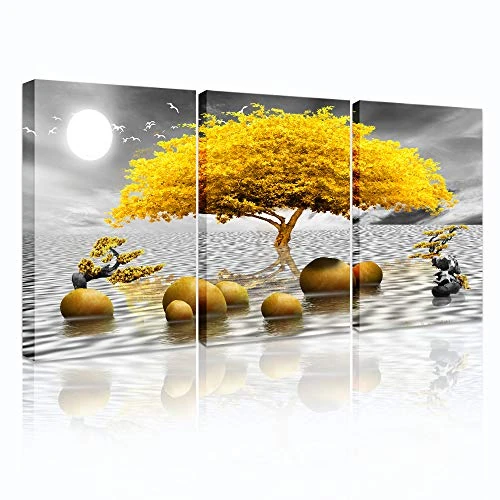 Limited-time offer: hyidecorart Yellow Tree Canvas Wall Art for Living Room, Modern Artwork Nature Landscape Bathroom Pictures Bedroom Wall Decor, Family Prints Paintings Wall Decorations Kitchen Dining Room Office from 44.99 GBP to 44.99 GBP (save 0%)