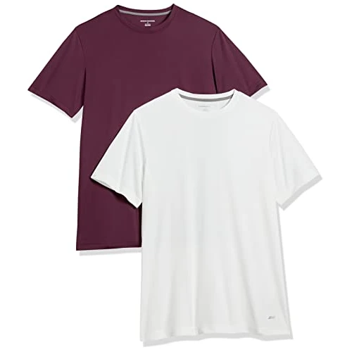 Offerta a tempo: Amazon Essentials Maglietta Tecnica Active Performance (Disponibile in Taglie Extra Forti) Uomo, Pacco da 2, Bordeaux/Bianco, L - 0.00% da 22.00 € a 22.00 €