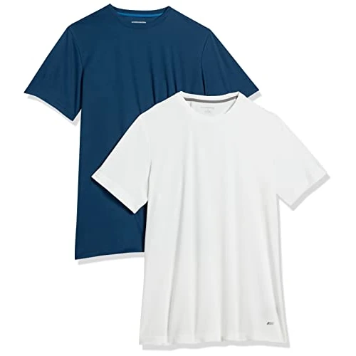 Offre limitée : Amazon Essentials T-Shirt de Sport en Tissu Technique, Haute Performance (Disponible En Grande Taille) Homme, Lot de 2, Bleu Marine/Blanc, XXL de 25.80 € à 25.80 € (0.00% de remise)