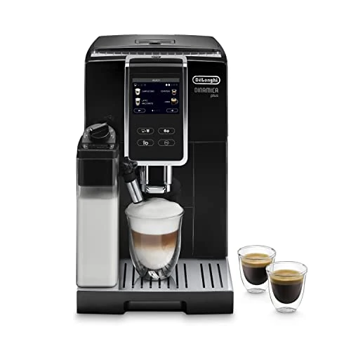 De'Longhi Dinamica Plus ECAM 370.70.B automatyczny ekspres do kawy z systemem LatteCrema, do cappuccino i espresso, kolorowy dotykowy wyświetlacz 3,5'' TFT , aplikacja, funkcja dzbanka kawy, czarny