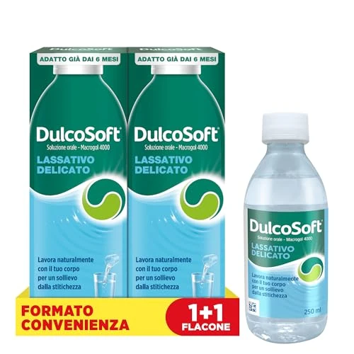 Dulcosoft, Laxatif, Macrogol pour la constipation - Solution Orale Liquide Adultes et Enfants - Sans Sucre, Sans Gluten, Sans Lactose, Remède Naturel et doux contre la Constipation (2x250 ml)