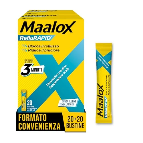 Offerta a tempo: Maalox Reflurapid Blocca il Reflusso Gastroesofageo, Riduce Bruciore e Acidità di Stomaco — 37% da 19,90 € a 12,50 €