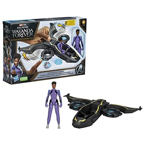Marvel Hasbro Studios Black Panther: Wakanda Forever, Vibranium Blast Sunbird Fahrzeug mit Shuri-Actionfigur im Maßstab 15 cm, ab 4 Jahren