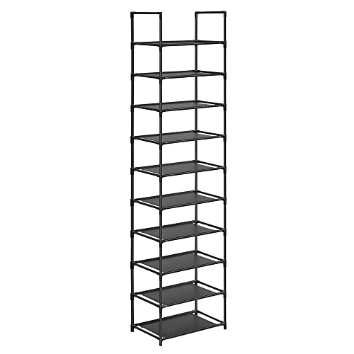 Oferta limitada: SONGMICS Zapatero, Organizador Zapatos, 10 Baldas, Zapatero Abierto Estrecho, 28 x 45 x 173 cm, Marco de Metal, Estantes de Tela no Tejida, para Pasillo, Dormitorio, Negro LSH010B02 de 15.99 EUR a 15.99 EUR (ahorro 0%)