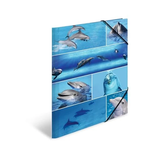 Tijdelijke aanbieding: HERMA 19221 verzamelmap DIN A3 Dieren Dolfijn, set van 3, stevig karton, ordnermap met bedrukte binnenkleppen en elastiek, documentenmap voor kinderen, jongens en meisjes van 13.57 EUR naar 13.57 EUR (korting 0%)