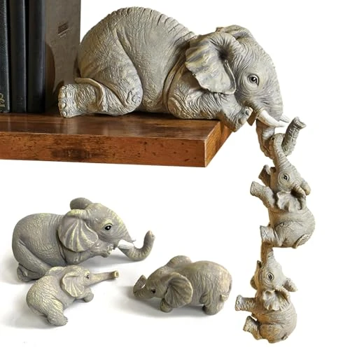 Oferta limitada: xlwen Figuras De Elefante Cariñosas, 3 Pcs Estatua De Adorno Colgante para Madre Y Dos Bebés, Escultura De Resina Artesanal De Elefante para para el Hogar, Hotel de 12.99 EUR a 9.99 EUR (ahorro 23%)