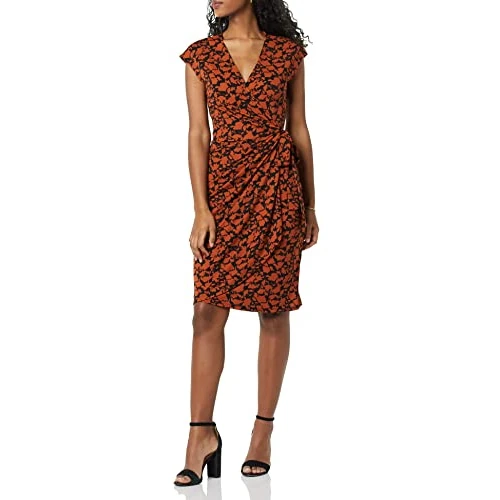 Zeitlich begrenztes Angebot: Amazon Essentials Damen Klassisches Wickelkleid mit Flügelärmeln (erhältlich in Übergröße), Braun Blumenaufdruck, XS von 34.80 € auf 34.80 € (0.00% Rabatt)