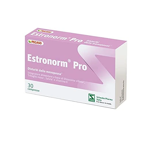 PEGASO Estronorm Pro 30 Compresse - Integratore Alimentare Disturbi Menopausa -A Base di Dioscorea Villosa, Trifoglio Rosso, Salvia e Vitamina E