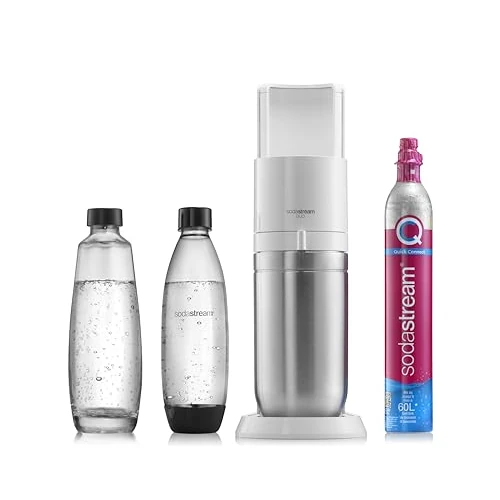 Oferta limitada: SodaStream Duo Pack - Máquina Gasificadora de Agua Color Negro con 1 Botella Fuse de 1L 1 Botella Fuse Glass de Cristal de 1L y 1 Cilindro de Gas Color Rosa, para Preparar hasta 60L de Agua con Gas de 149.00 EUR a 137.70 EUR (ahorro 8%)