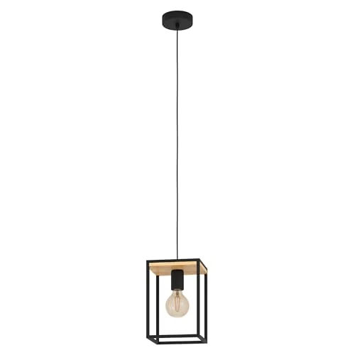 Limited-time offer: Eglo Pendant Lighting Libertad, Ceiling Light Fitting Made of Black Metal and Natural Wood, Hanging lamp for Dining and Living Room, E27 Socket from 43.28 GBP to 43.28 GBP (save 0%)