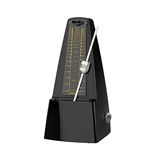 Linrax M1 Mechanisches Metronom für Klavier Violine Gitarre Bass Ukulele Schlagzeug Saxophon Banjo Mandoline und alle Musikinstrumente, Spur Tempo und Beat, Lauter Sound, Hohe Präzision, Schwarz