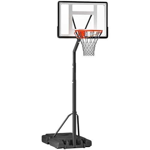 HOMCOM Canestro Basket per Adulti con Altezza Regolabile 302-352cm, Struttura in Acciaio, PE e PVC, Nero