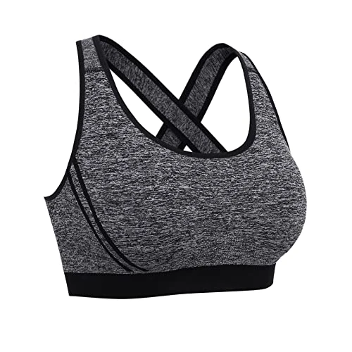 Offerta a tempo: Litherday Reggiseno Sportivo Donna Push Up Senza Ferretto Imbottito e Traspirante Top Fitness per Yoga Corsa Allenamento e Palestra Grigio Scuro M - 45.02% da 19.99 € a 10.99 €