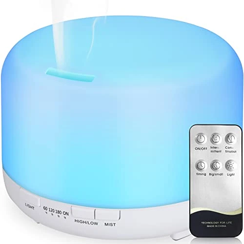 Hianjoo Diffuseurs d'huiles Essentielles 450 ML, Humidificateur d'aromathérapie à Ultrasons à Arôme électrique Lumière LED Romantique à 7 Couleurs - Cadeaux de Choix pour Noël et Nouvel an, Blanc Pur