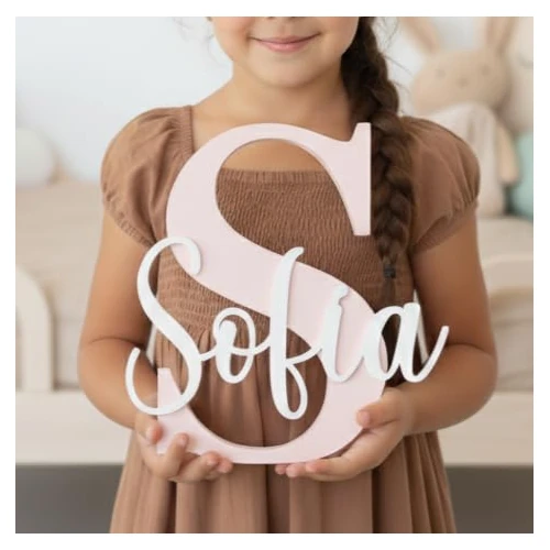 Lettera con Nome decorativa personalizzata da appoggiare o appendere. Misure e colori a scelta. Stanza per bambini, regali originali.