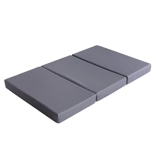 Amazon Basics Materasso pieghevole per ospiti 120 x 195 x 10 cm in memory foam, Medio, Grigio